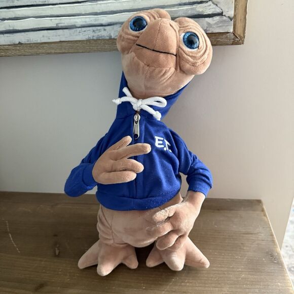 Vintage  E. T. Extra Terrestrial Plush Doll Blue Jacket 16” Universal Studios - Picture 1 of 7